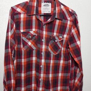 Vans Off The Wall Red Black Plaid Flannel Size M